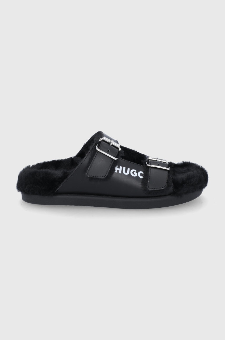 Hugo Slapi De Piele Femei, Culoarea Negru