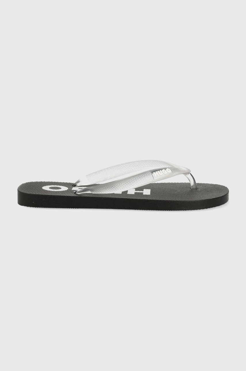 Hugo slapi onfire femei, culoarea negru, cu toc plat