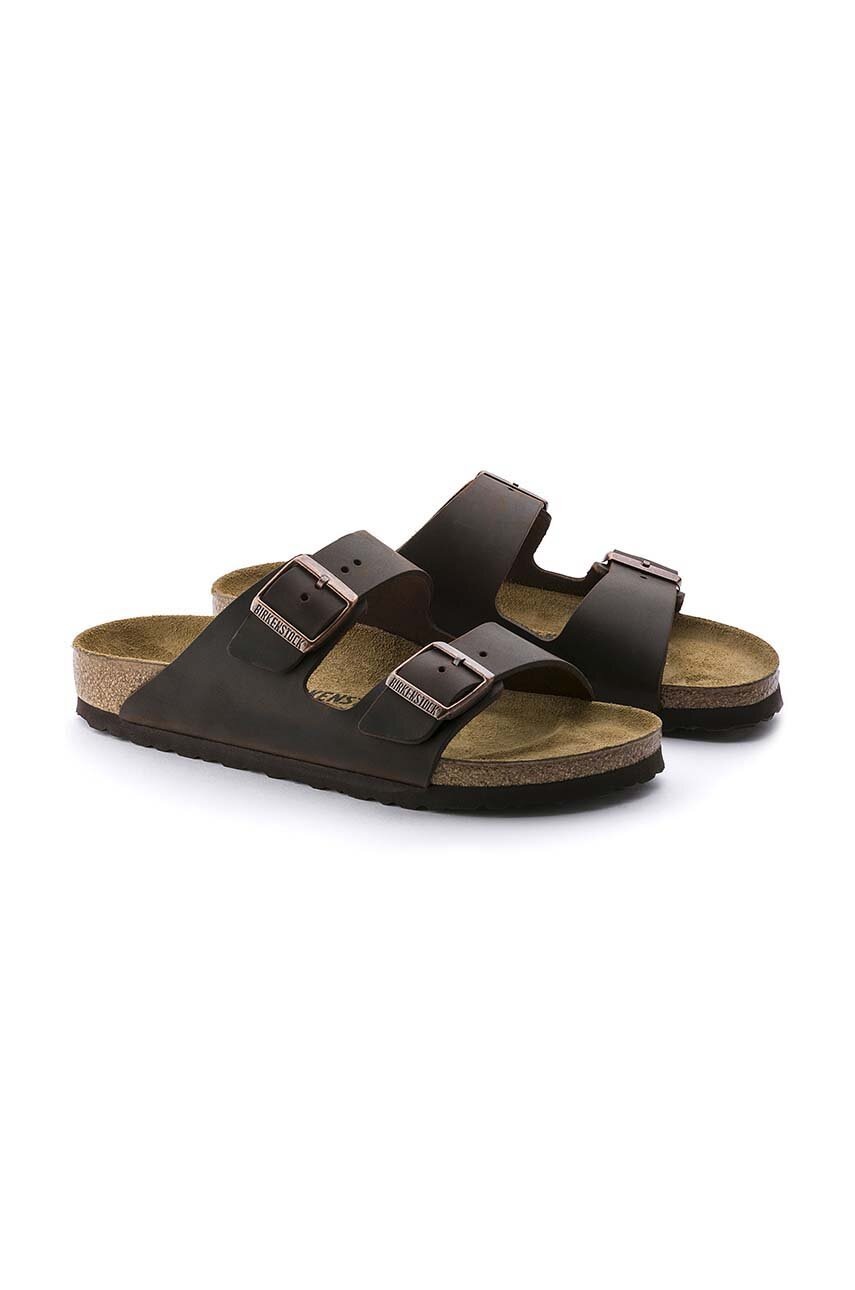 Δερμάτινες παντόφλες Birkenstock Arizona γυναικείες, χρώμα: καφέ, 52533 φωτογραφία