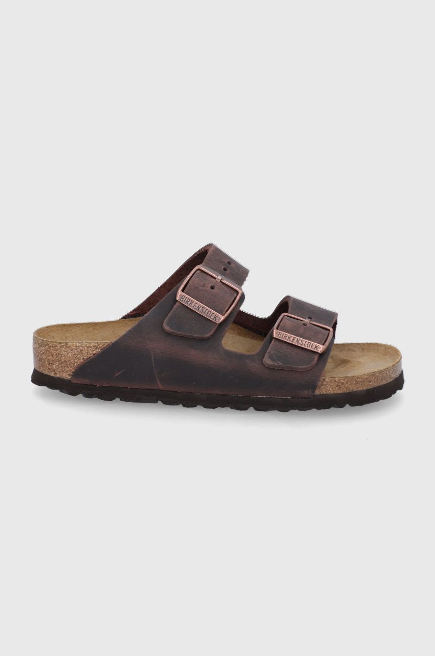 Birkenstock Șlapi de piele Arizona femei, culoarea maro 52533-Oil.hab