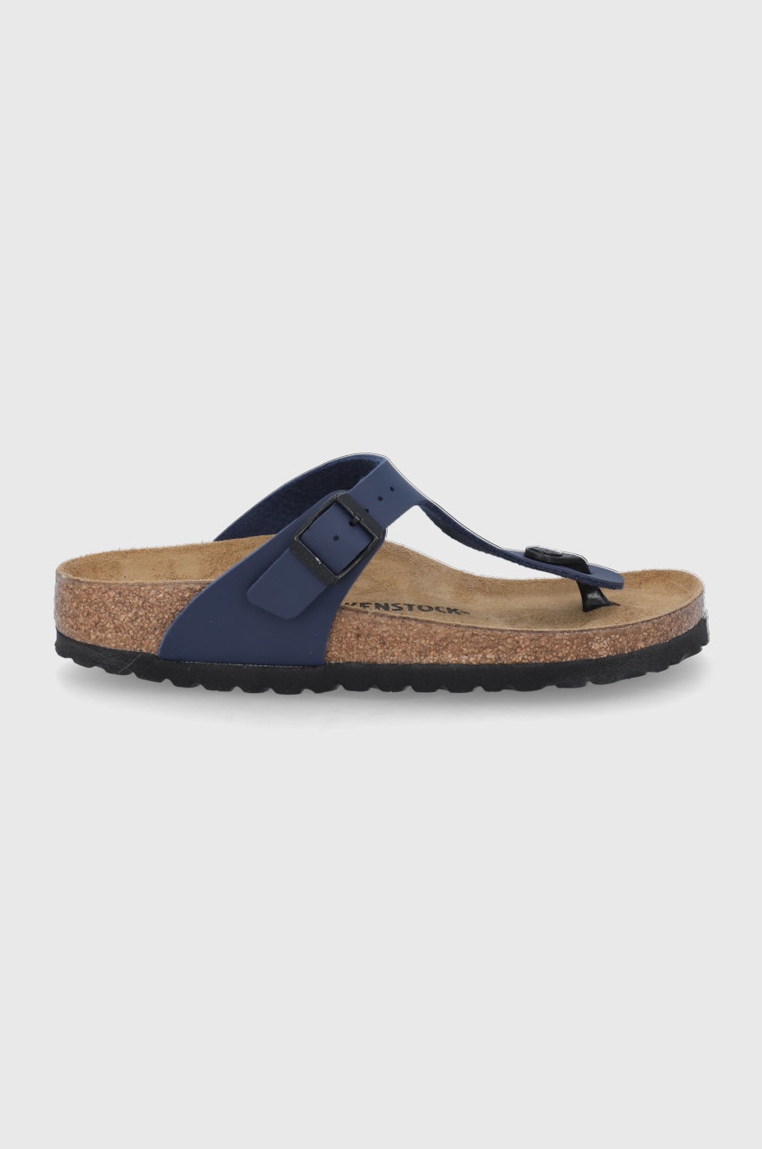 Birkenstock slapi Gizeh femei, culoarea albastru marin, cu toc plat