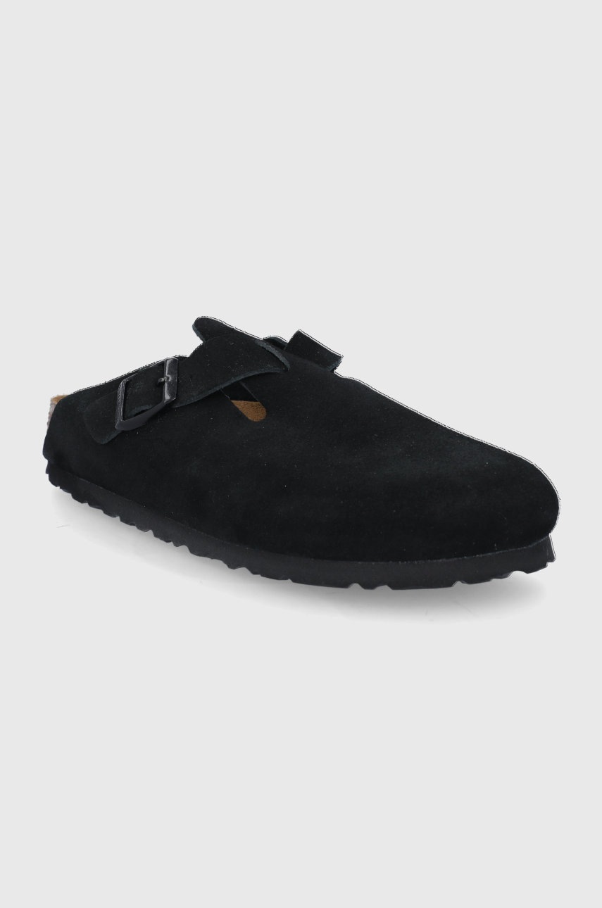 

Замшеві шльопанці Birkenstock Boston жіночі колір чорний