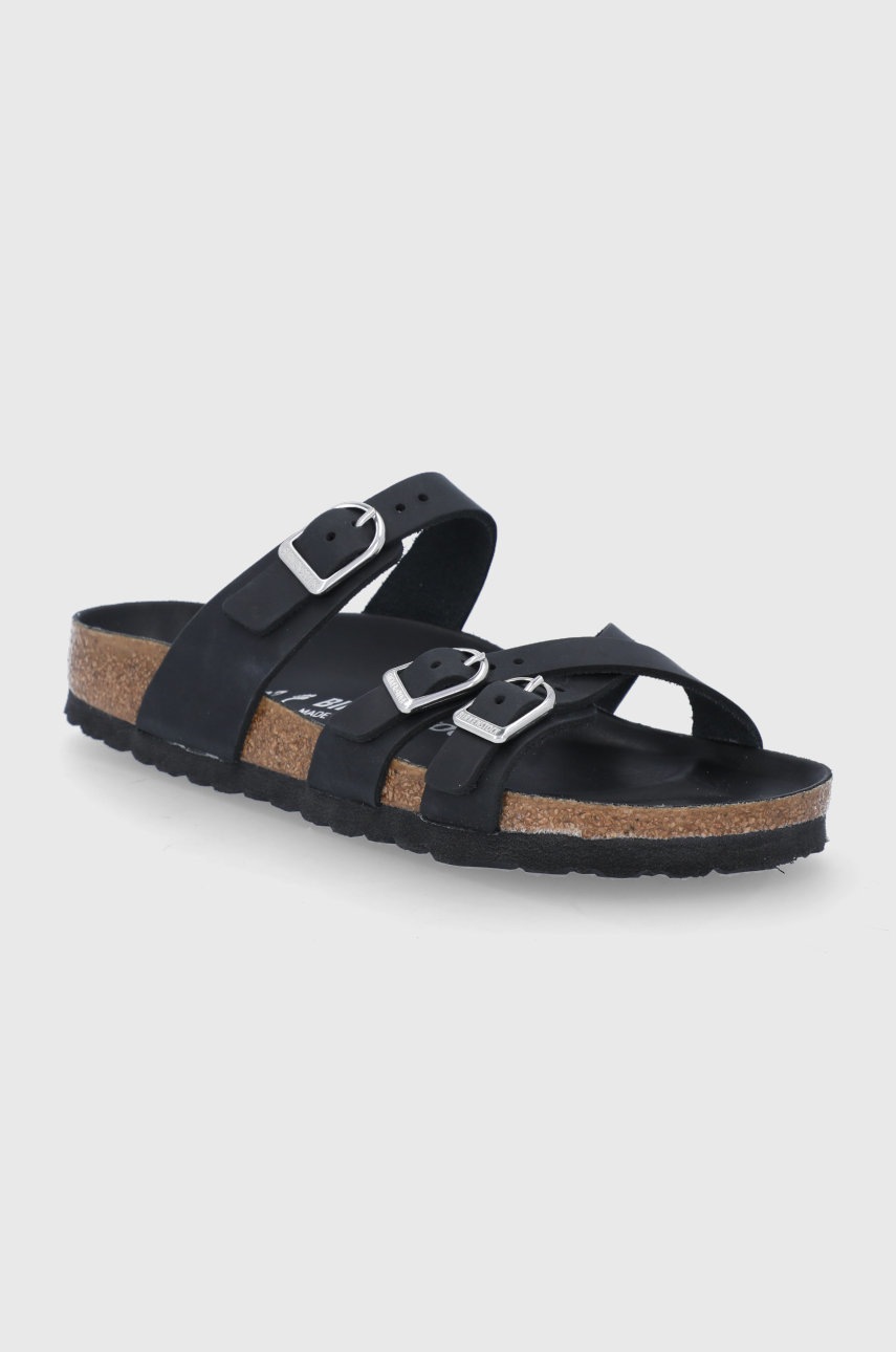 

Кожаные шлепанцы Birkenstock Franca женские цвет чёрный