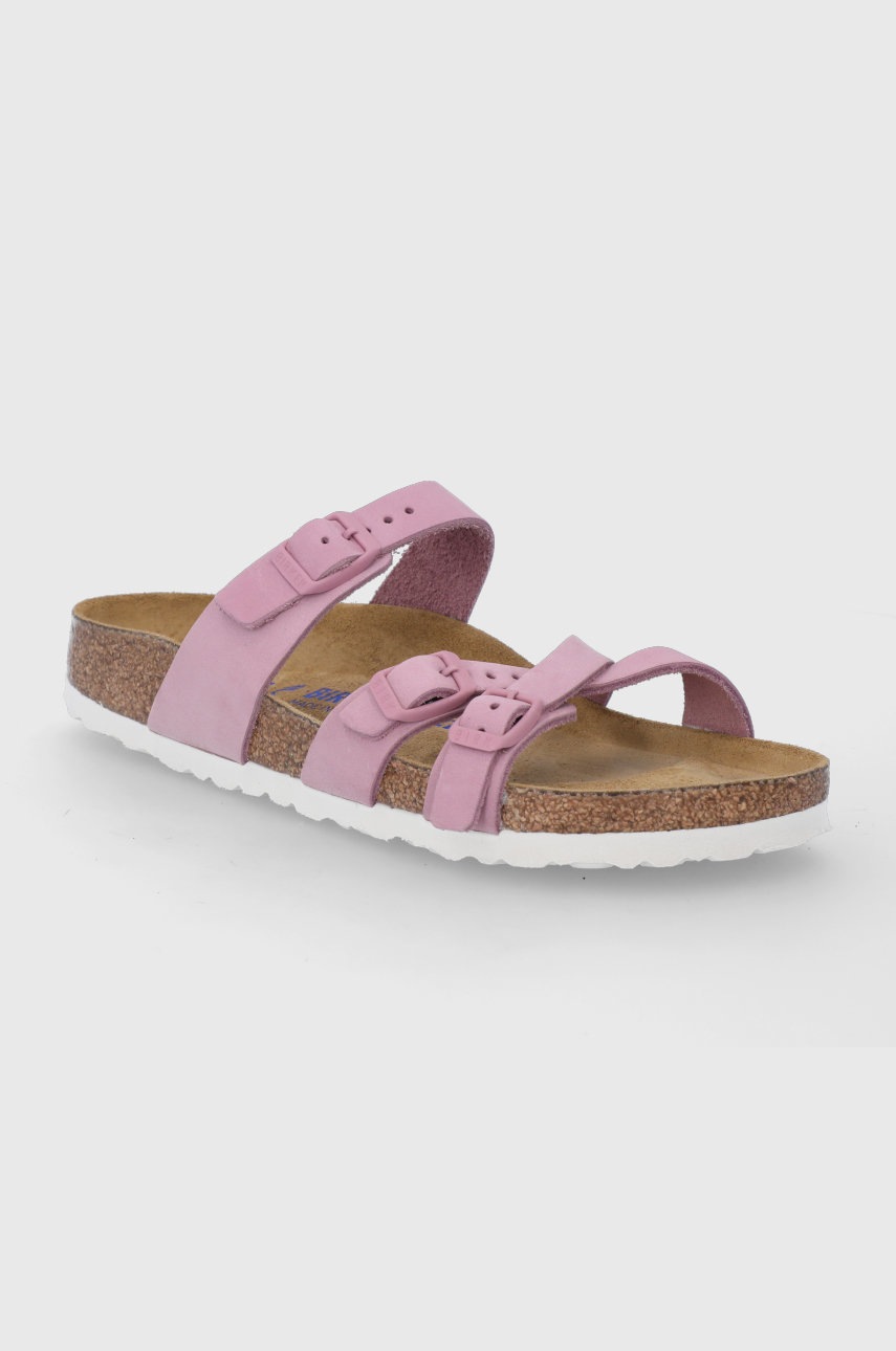 

Замшеві шльопанці Birkenstock Franca жіночі колір фіолетовий