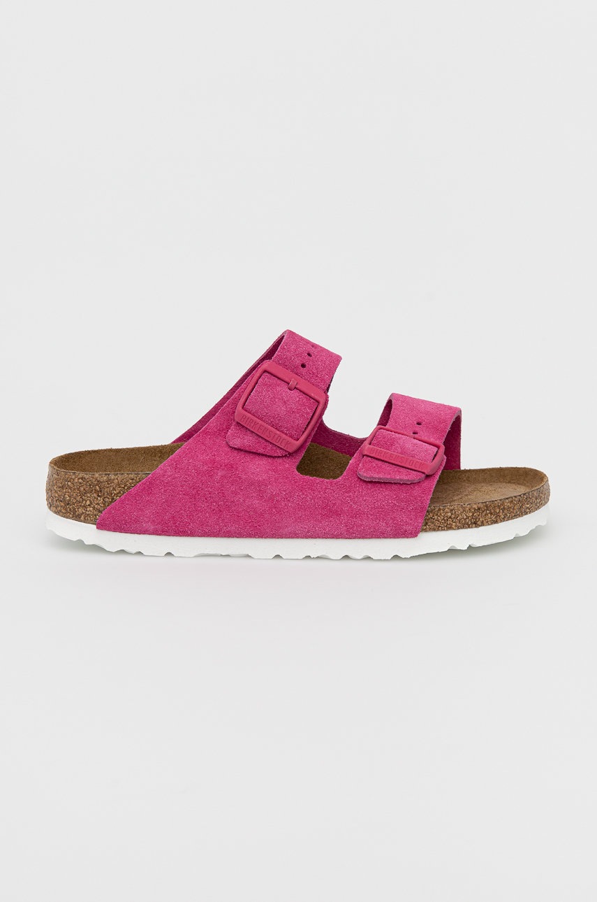 

Велурени чехли Birkenstock Arizona дамски в розово, Розов