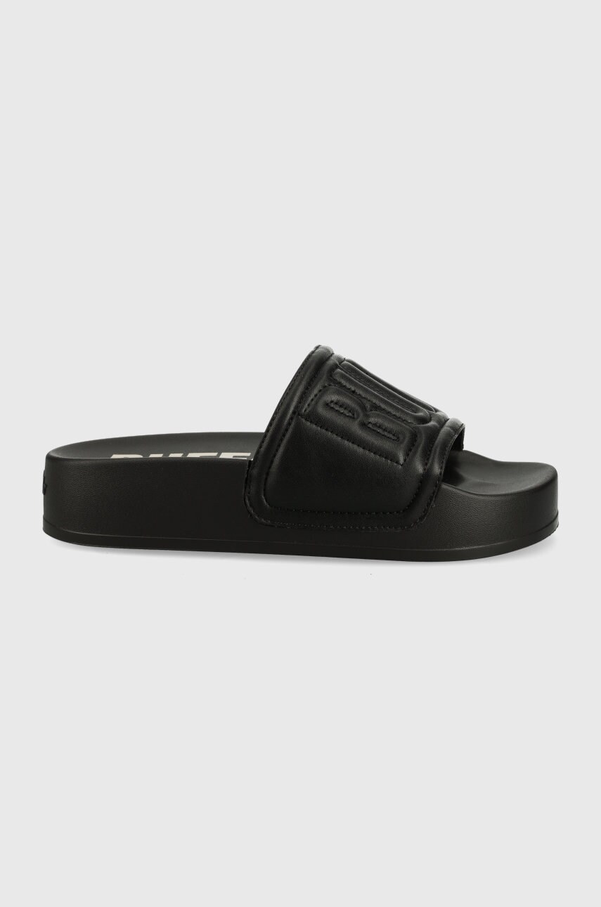 Buffalo papuci femei, culoarea negru, cu platforma answear.ro