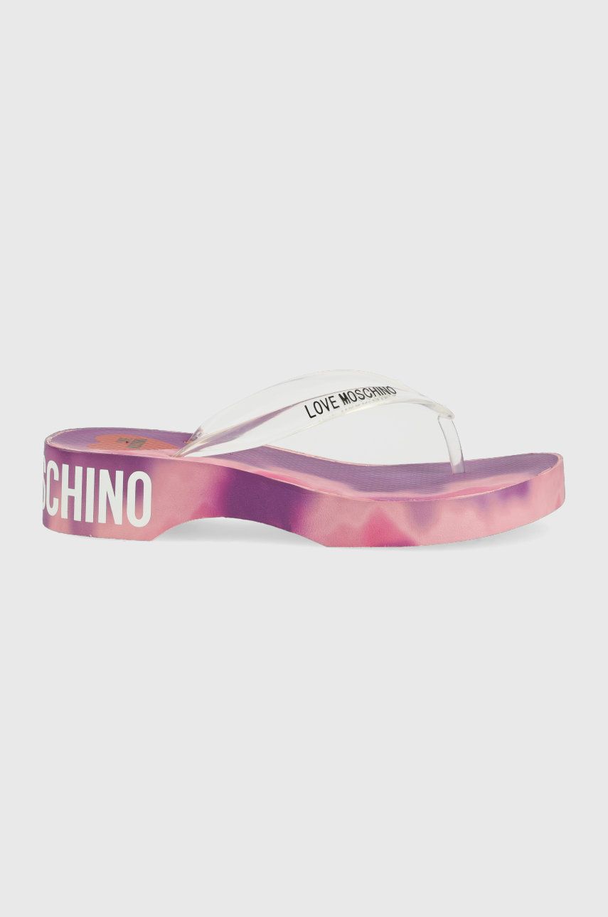 Love Moschino slapi femei, culoarea transparent, cu platforma 2022 ❤️ Pret Super answear imagine noua 2022