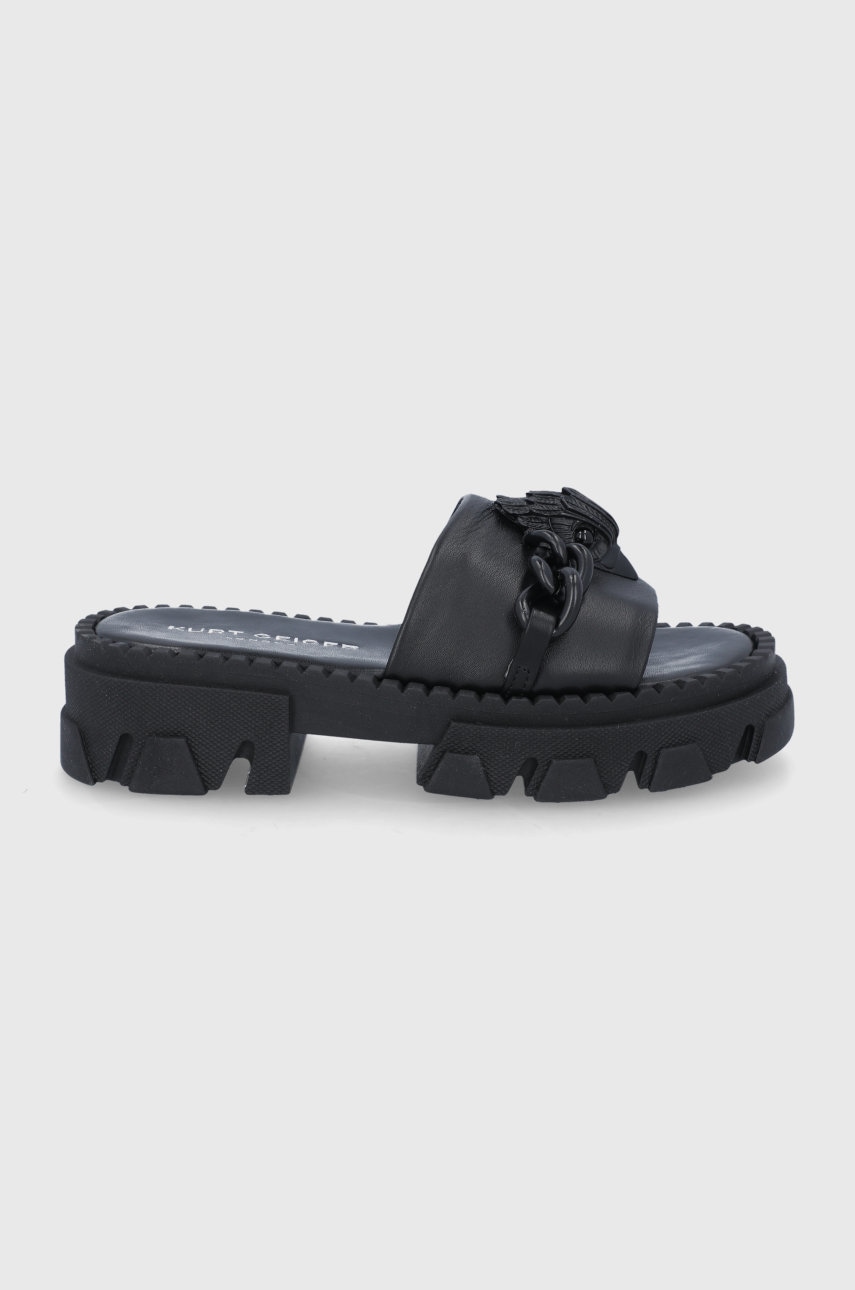 

Кожени чехли Kurt Geiger London дамски в черно с платформа, Черен