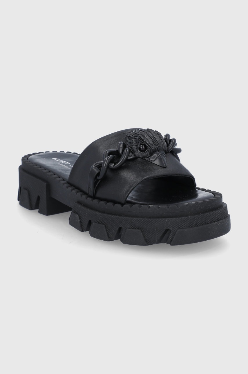 

Шкіряні шльопанці Kurt Geiger London жіночі колір чорний на платформі