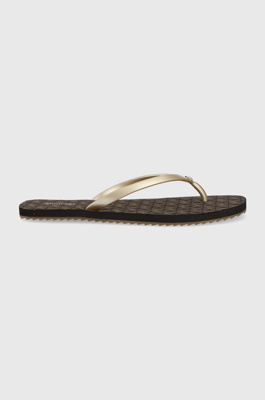 MICHAEL Michael Kors slapi Jinx Flip Flop femei, culoarea maro, cu toc plat