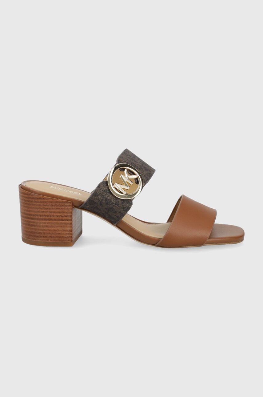 Michael michael kors slapi de piele summer mid femei, culoarea maro, cu toc drept