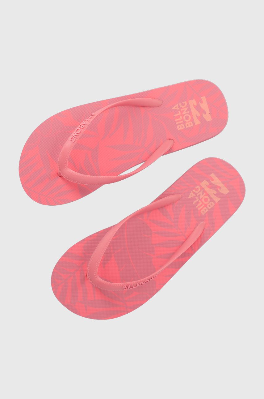 Billabong slapi femei, culoarea roz, cu toc plat - Shoppu.ro