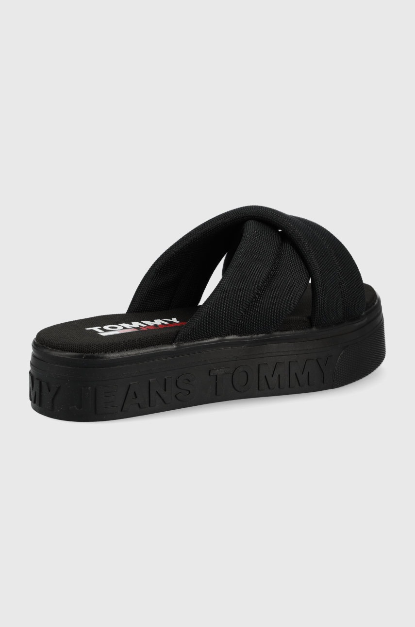 

Шльопанці Tommy Jeans жіночі колір чорний на платформі