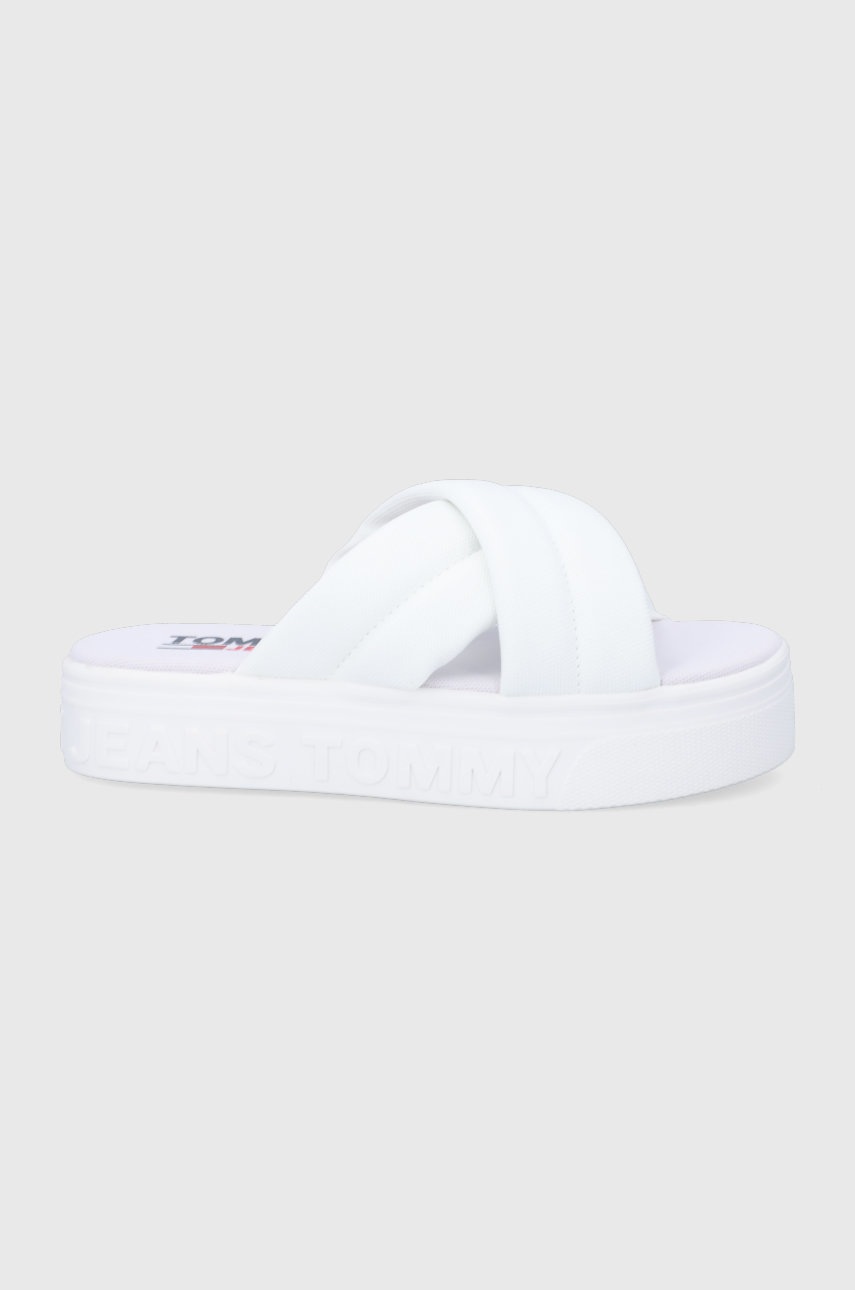 

Чехли Tommy Jeans дамско в бяло с платформа, Бял