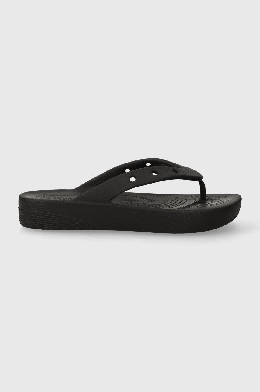 Crocs șlapi Classic Platform Flip femei, culoarea negru, cu platformă 208727