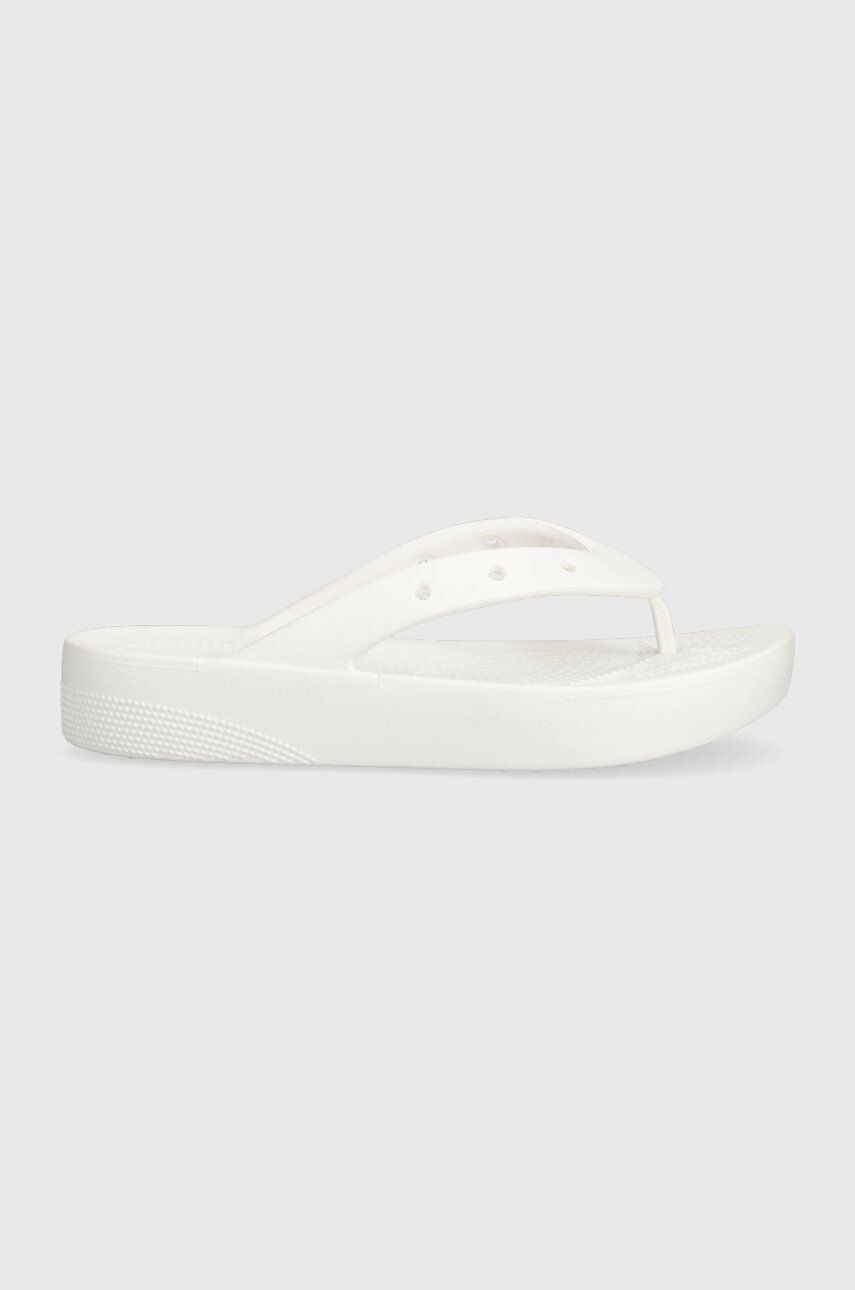 Crocs șlapi Classic Platform Flip femei, culoarea alb, cu platformă 207714