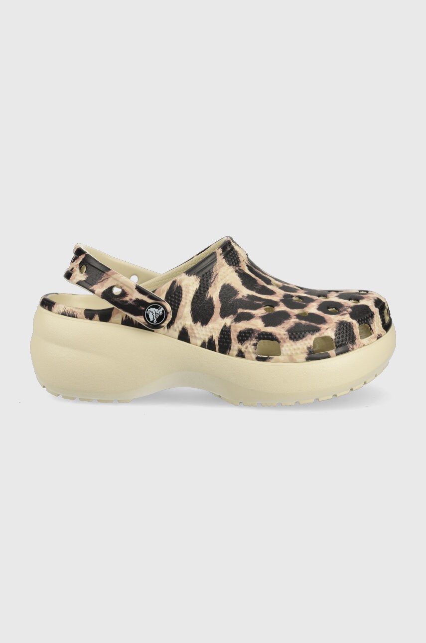 Crocs papuci femei, culoarea maro, cu platforma