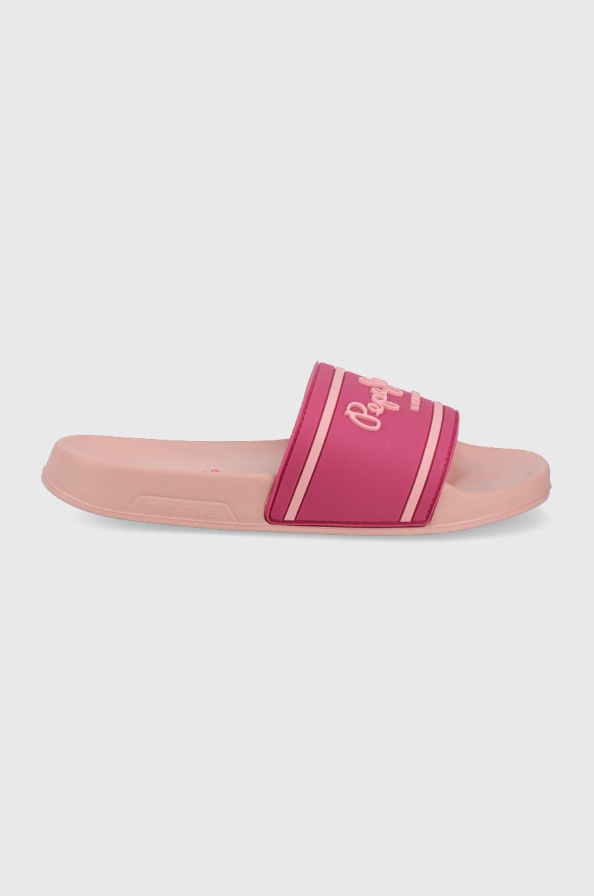 

Чехли Pepe Jeans Slider Logo Woman дамски в розово, Розов