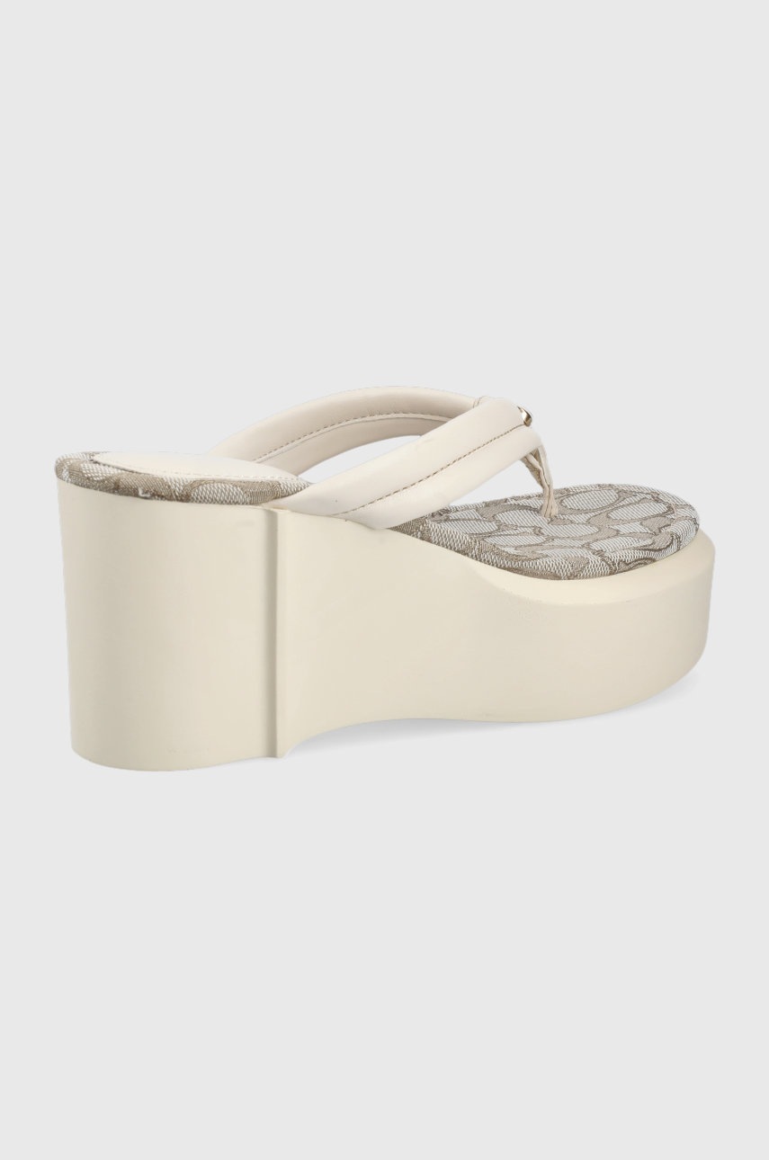 

В'єтнамки Coach Franki Leather;chk;5 B жіночі колір бежевий на платформі