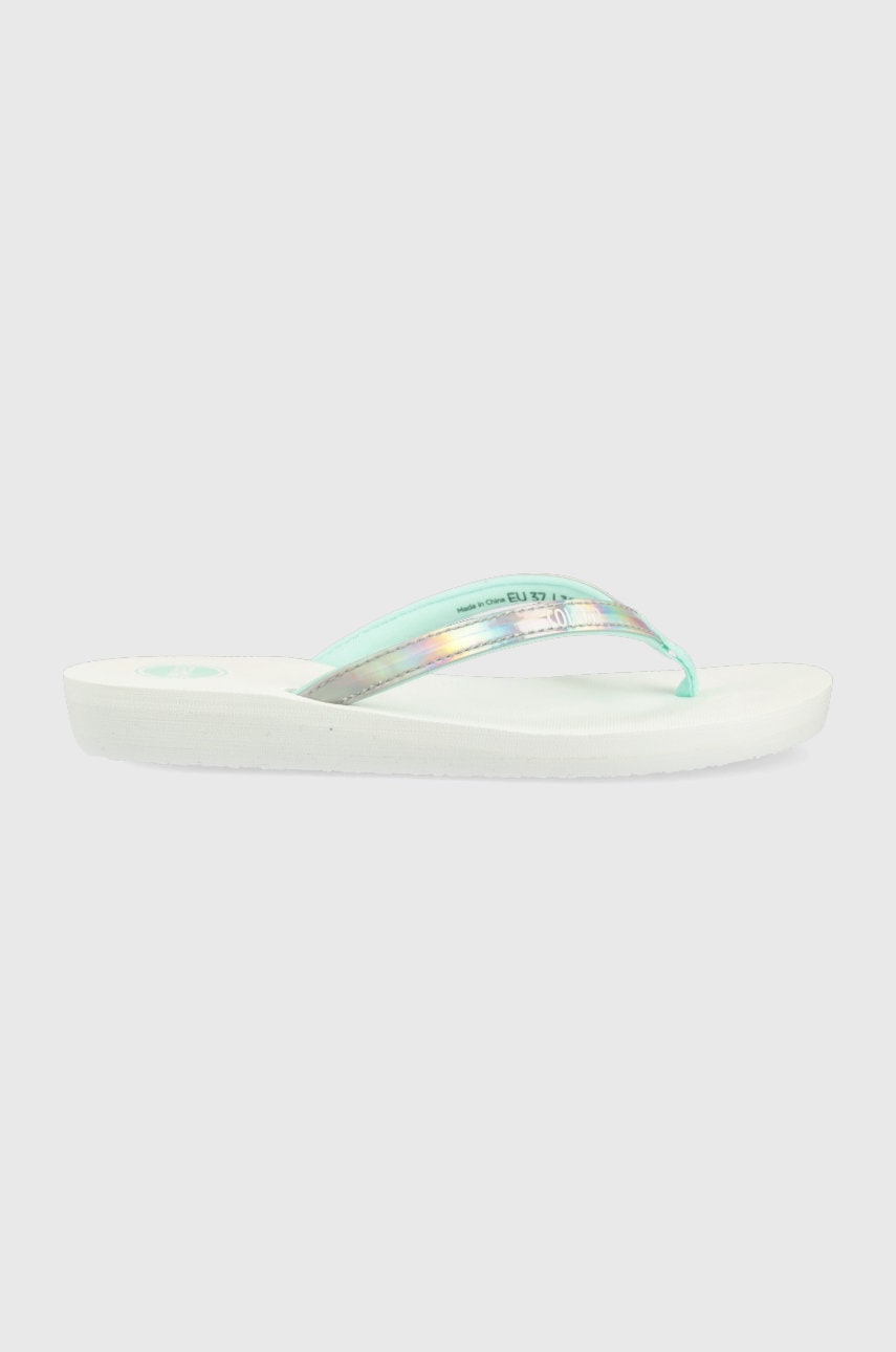 Colmar slapi White-sea Green femei, cu toc plat