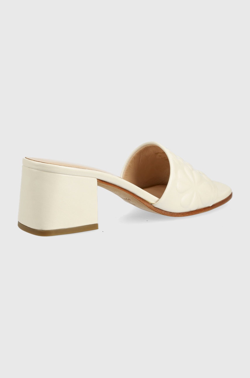 

Шкіряні шльопанці Kate Spade Emmie Mid жіночі колір білий каблук блок