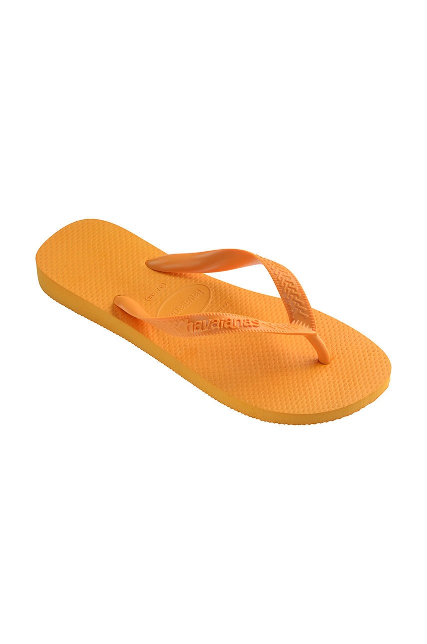 Havaianas slapi Top femei, culoarea portocaliu, cu toc plat