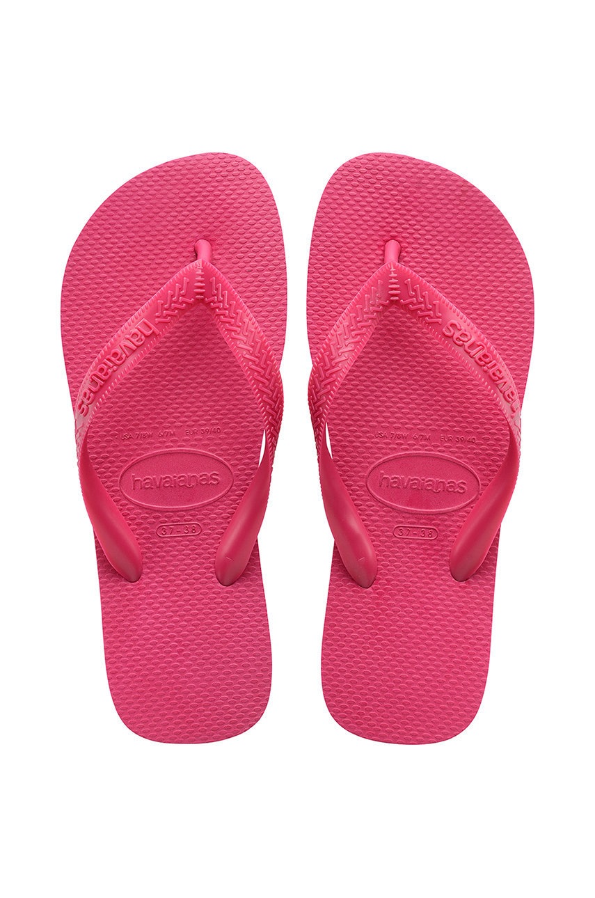 Havaianas slapi Top femei, culoarea roz, cu toc plat