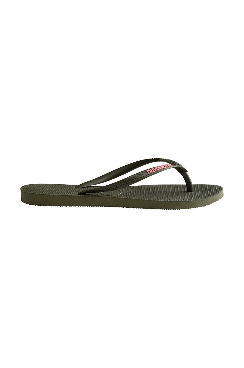

Вьетнамки Havaianas Slim Logo женские цвет зелёный на плоском ходу