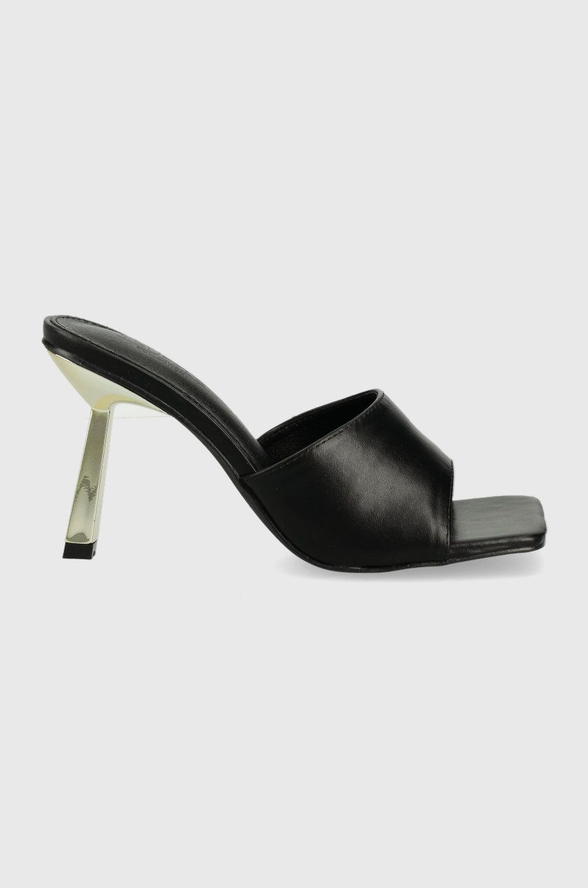 Pantofle Truffle Collection Crete dámské, černá barva, na podpatku - černá -  Svršek: Umělá hmo