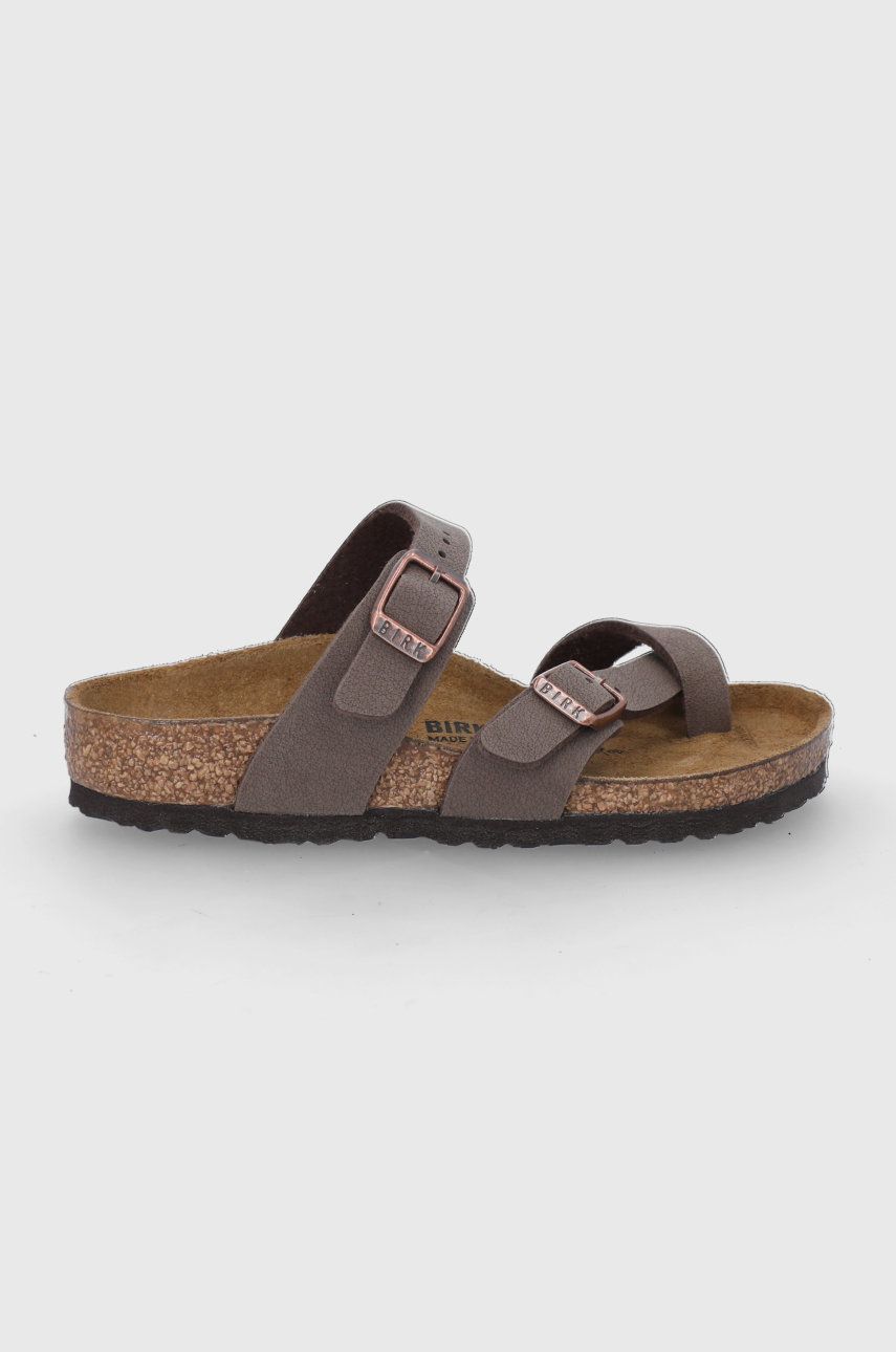 Birkenstock papuci din piele culoarea maro