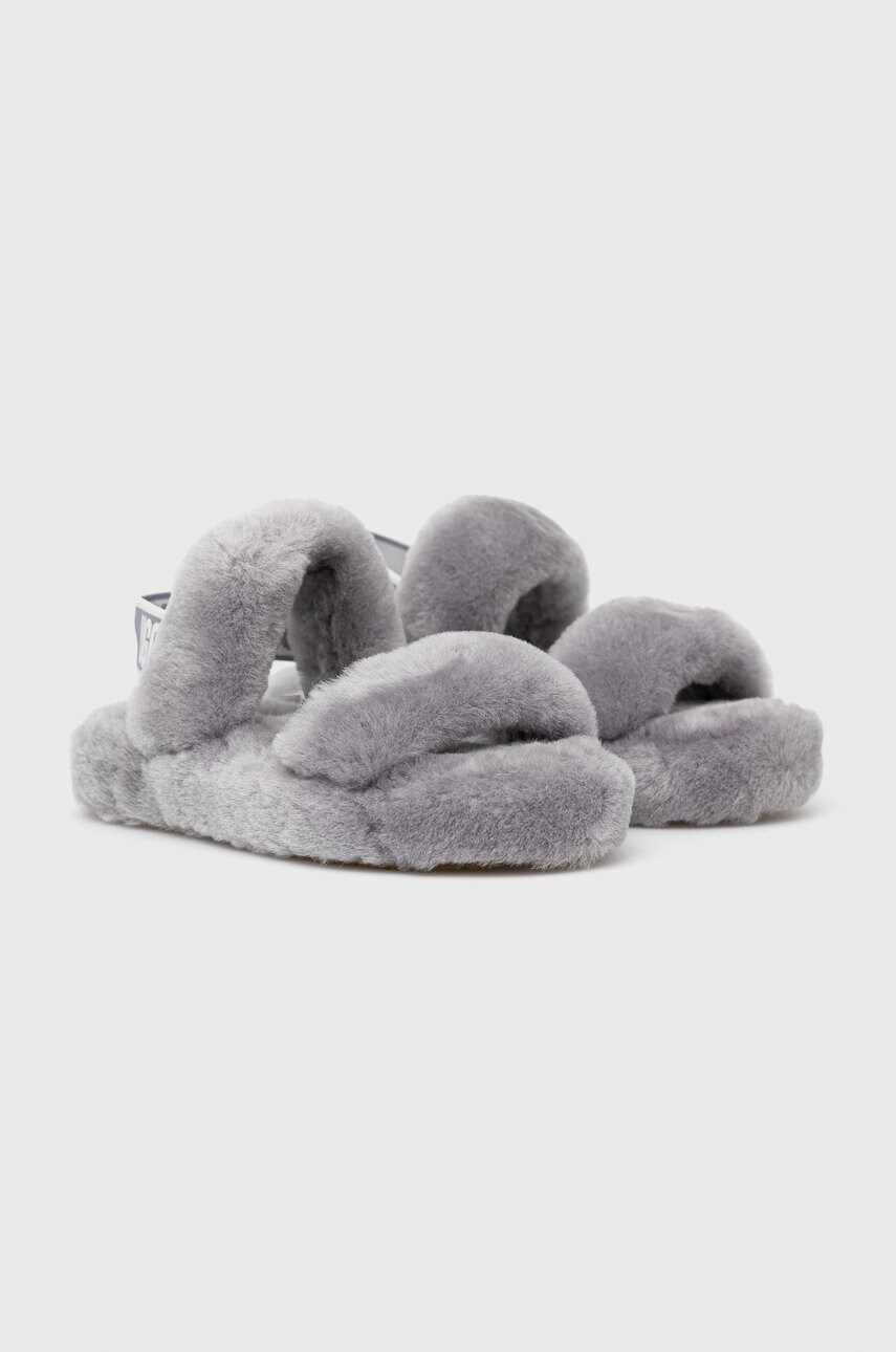 

Вовняні дитячі тапочки UGG Oh Yeah колір сірий