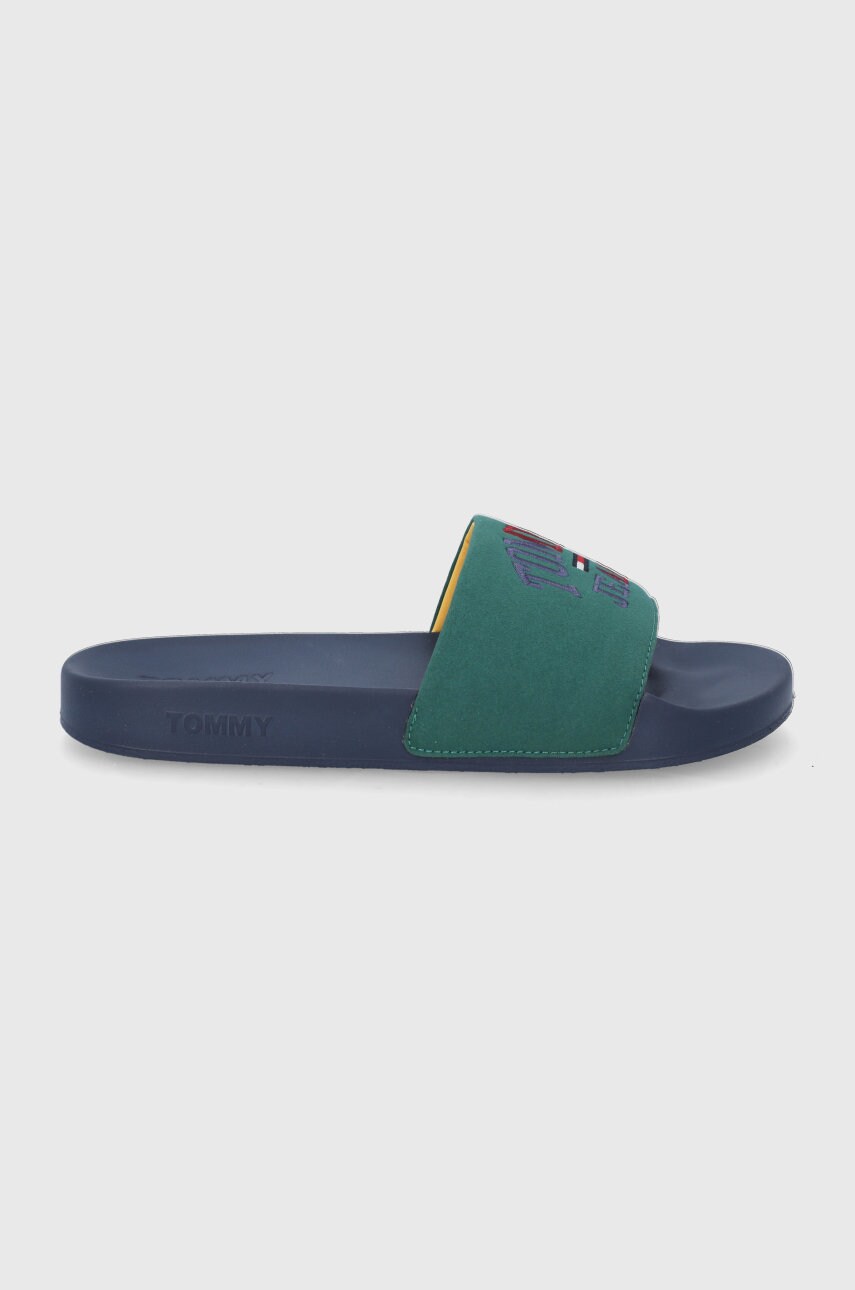 Tommy jeans papuci bărbați, culoarea verde