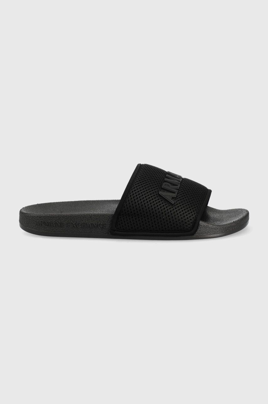 Armani Exchange papuci barbati, culoarea negru answear.ro