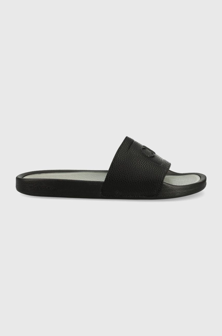 Pantofle Calvin Klein pánské, černá barva - černá -  Svršek: Umělá hmota Vnitřek: Umělá hm