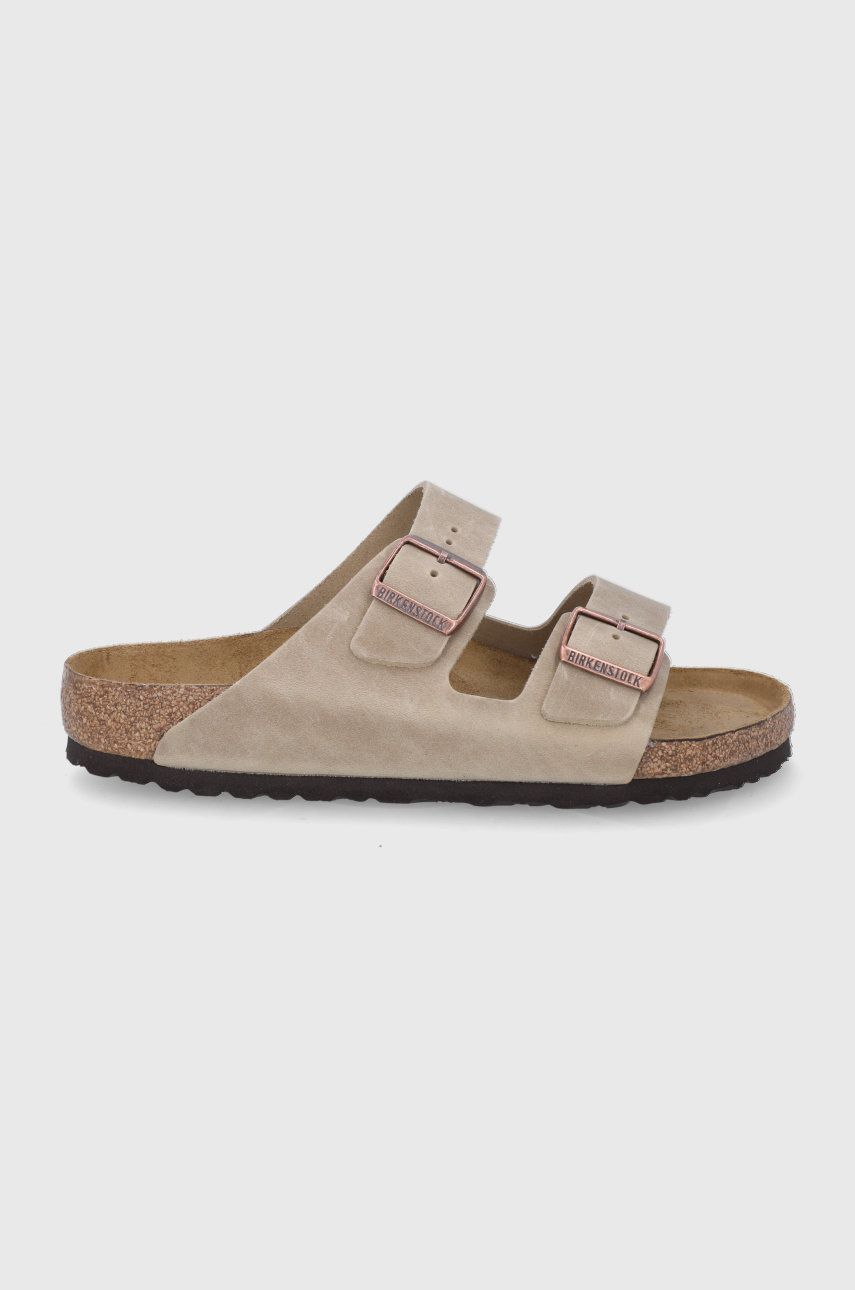 Birkenstock Șlapi de piele Arizona bărbați, culoarea bej