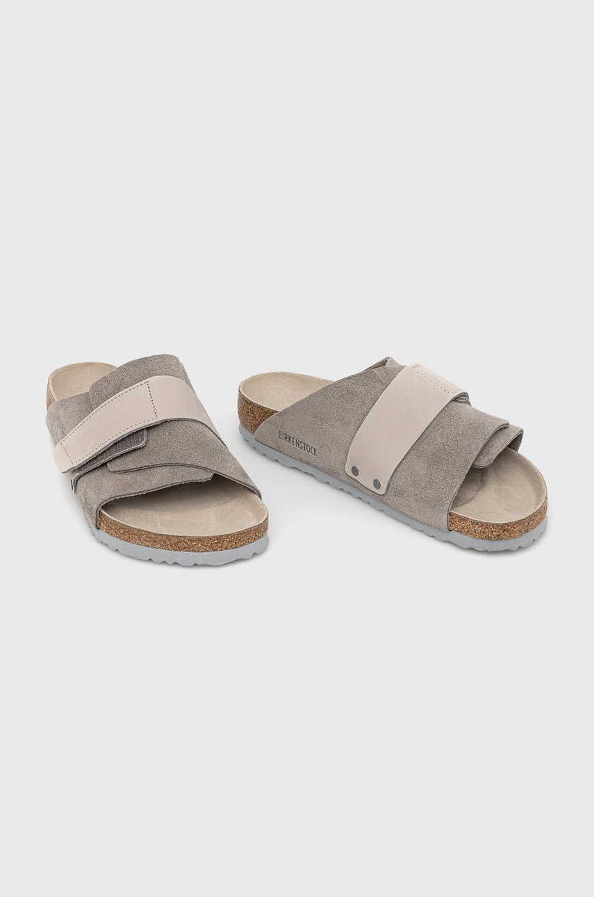 

Замшевые шлепанцы Birkenstock Kyoto мужские цвет серый