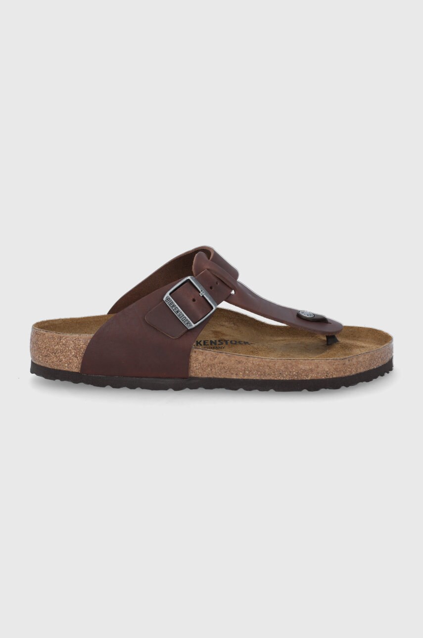 Birkenstock slapi de piele medina barbati, culoarea maro