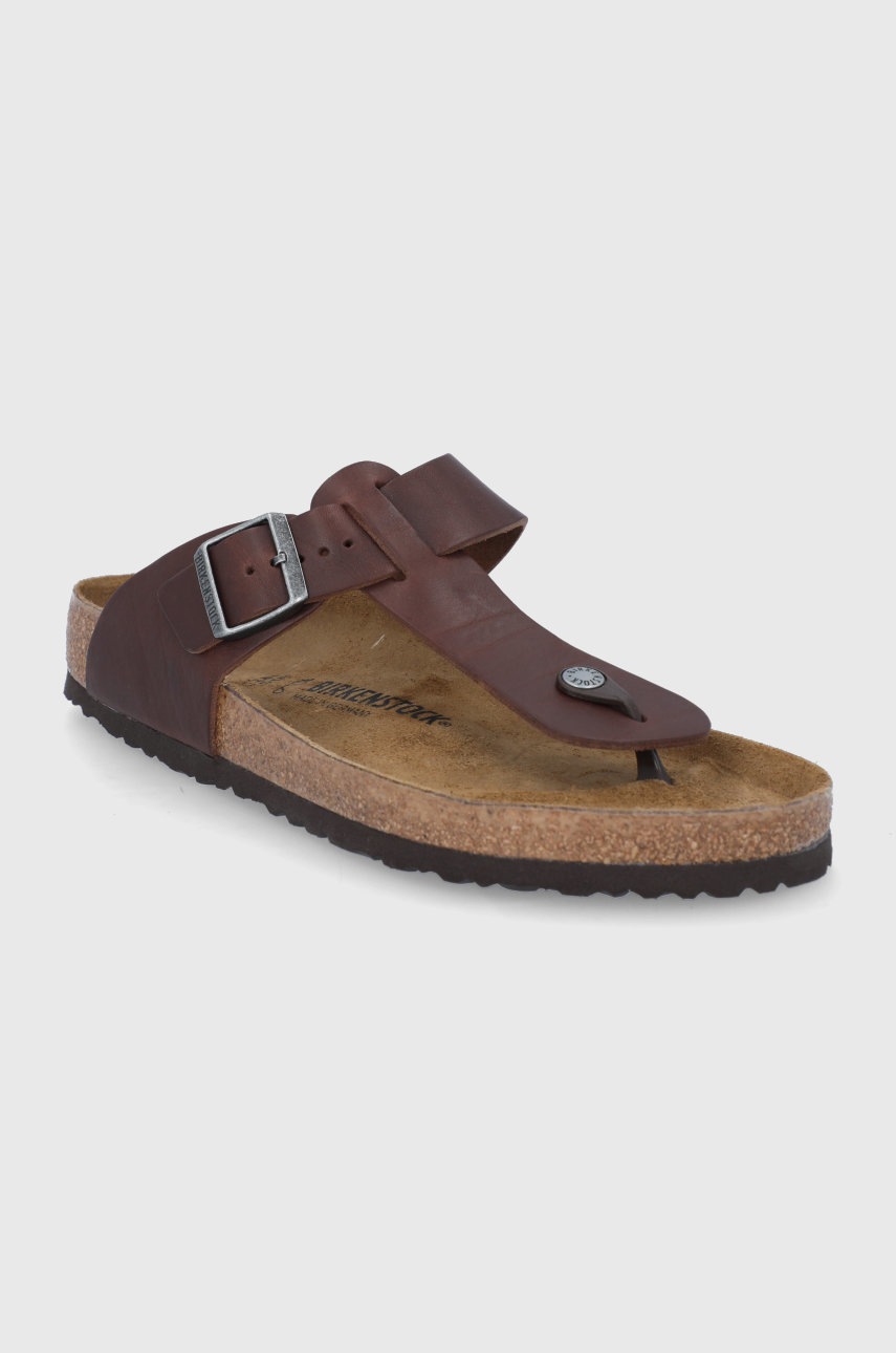 

Кожаные вьетнамки Birkenstock Medina мужские цвет коричневый