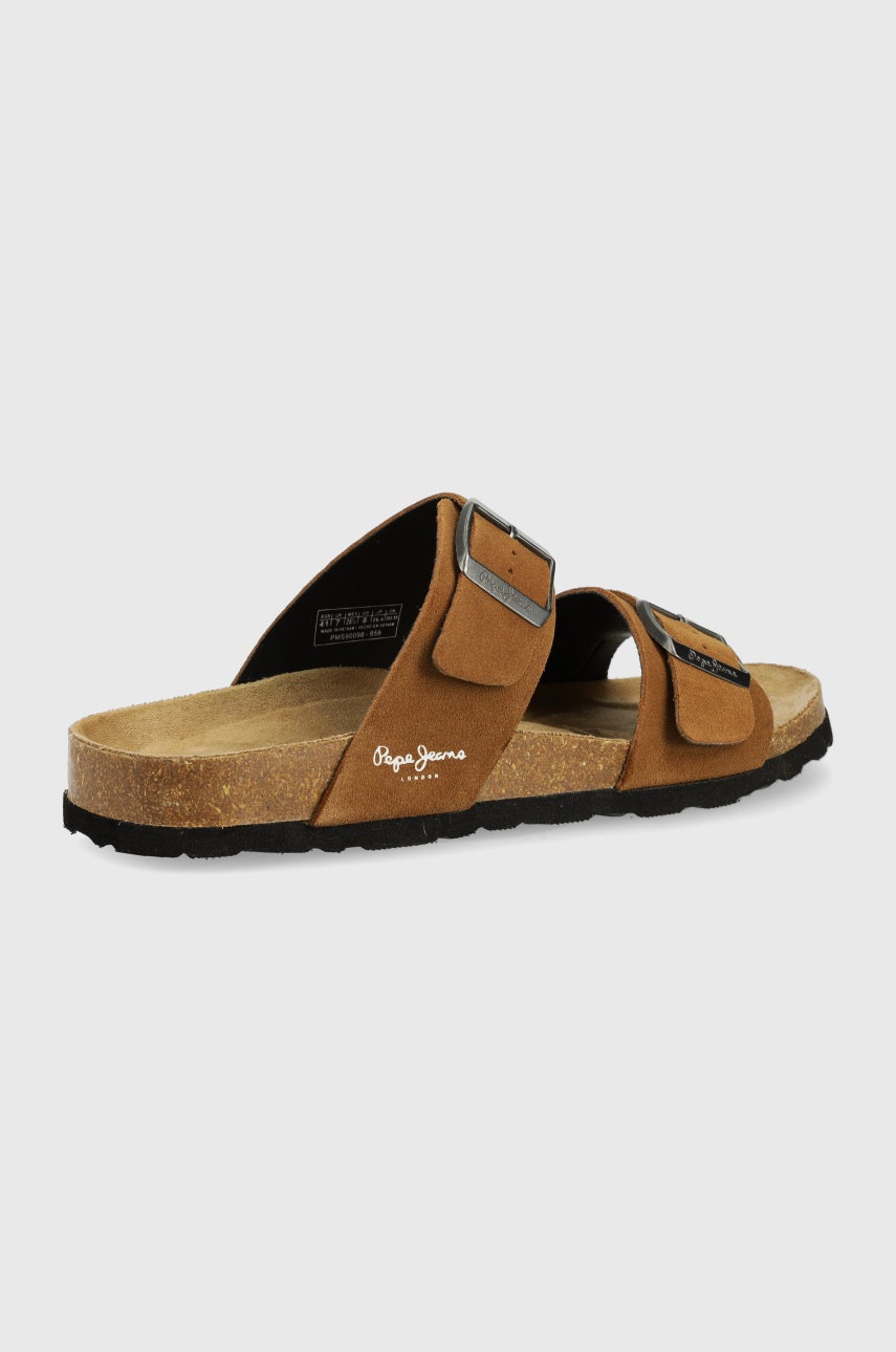 

Замшеві шльопанці Pepe Jeans Bio Man Suede 22 чоловічі колір коричневий