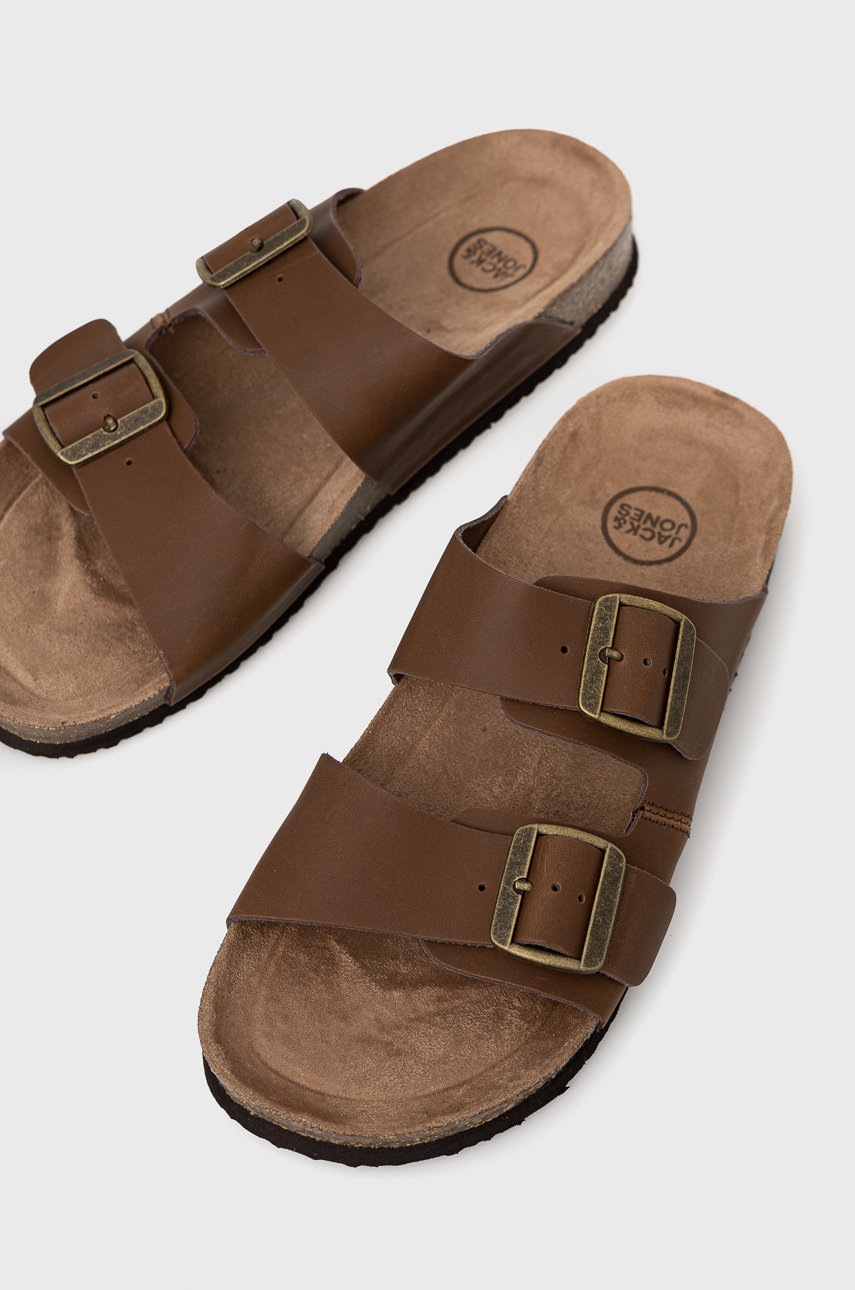 

Кожаные шлепанцы Jack & Jones Jfwcroxton мужские цвет коричневый