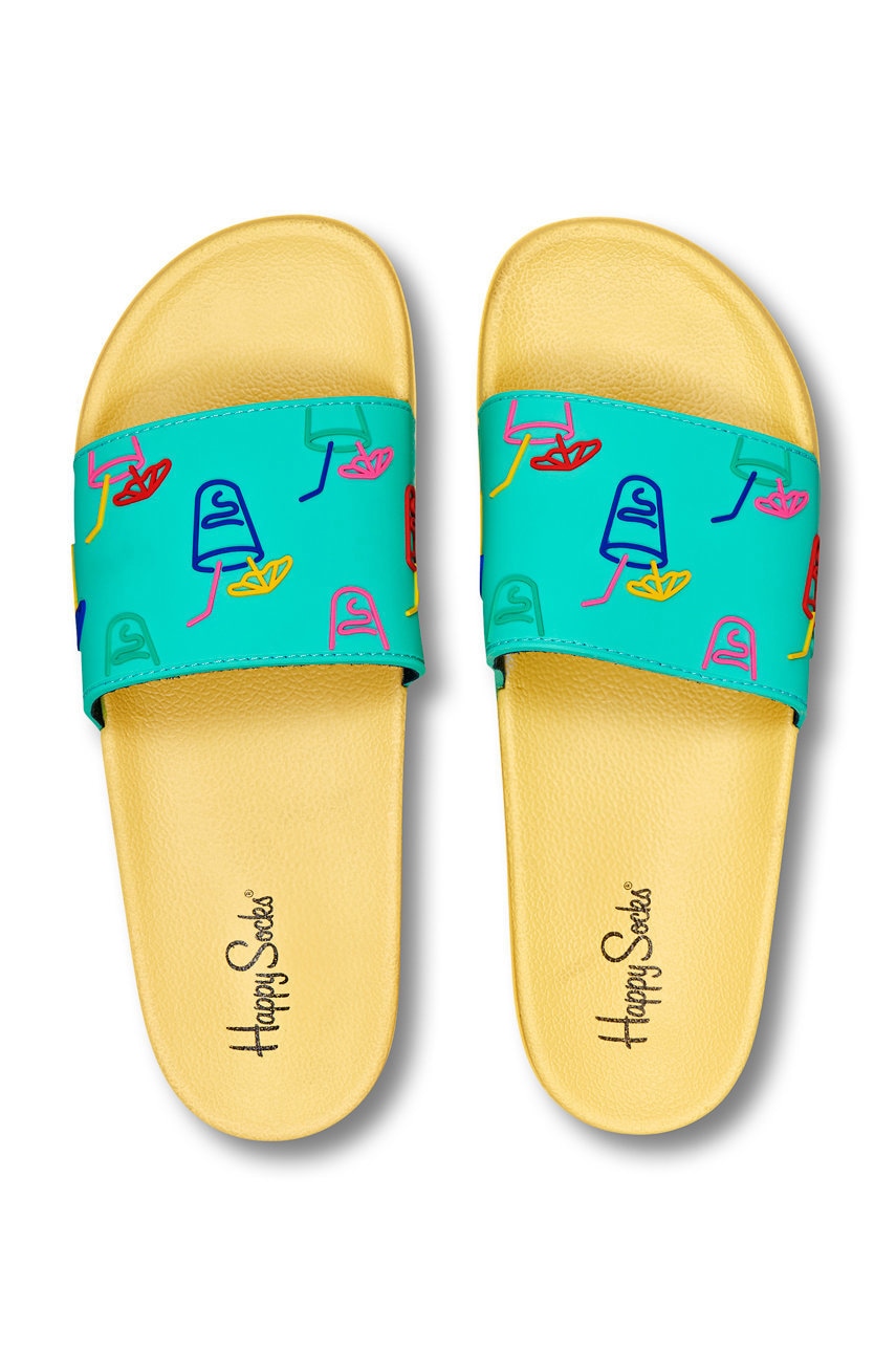 Happy Socks papuci culoarea galben