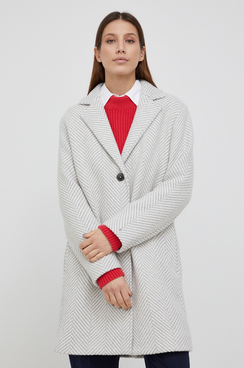 

Палто с вълна Tommy Hilfiger в сиво с преходна изолация, Сив