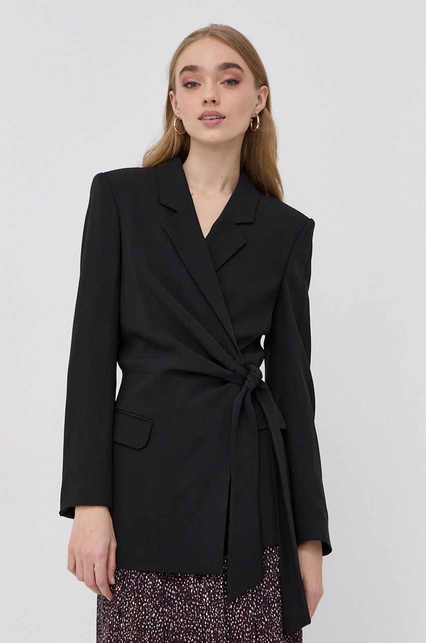 Boss Sacou culoarea negru, desfacut, material neted 2022 ❤️ Pret Super answear imagine noua 2022