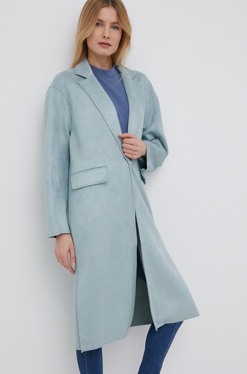 Only palton femei, culoarea turcoaz, de tranzitie, oversize imagine reduceri black friday 2021 answear.ro
