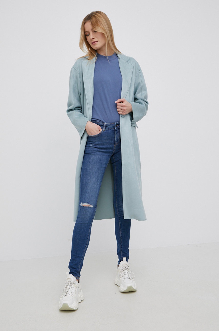 

Пальто Only женский цвет бирюзовый переходной oversize