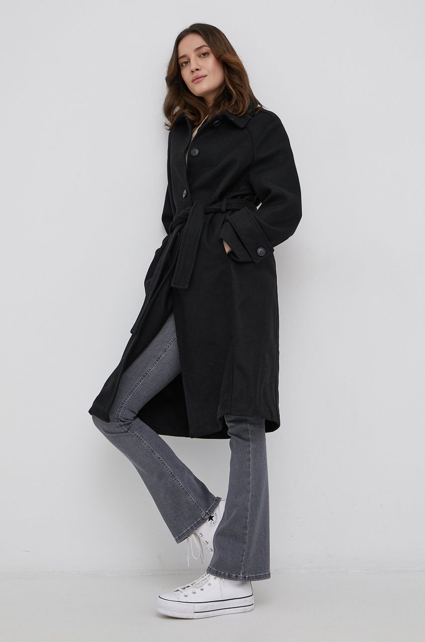 Vero Moda palton femei, culoarea negru, de tranzitie imagine reduceri black friday 2021 answear.ro