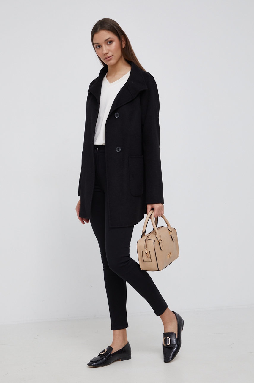 

Шерстяное пальто Lauren Ralph Lauren цвет чёрный переходное