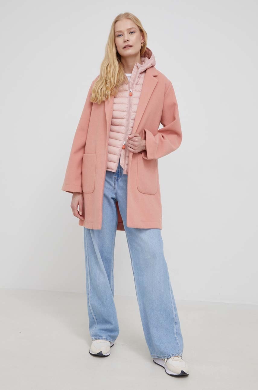 

Пальто з домішкою вовни Scotch & Soda колір помаранчевий перехідний