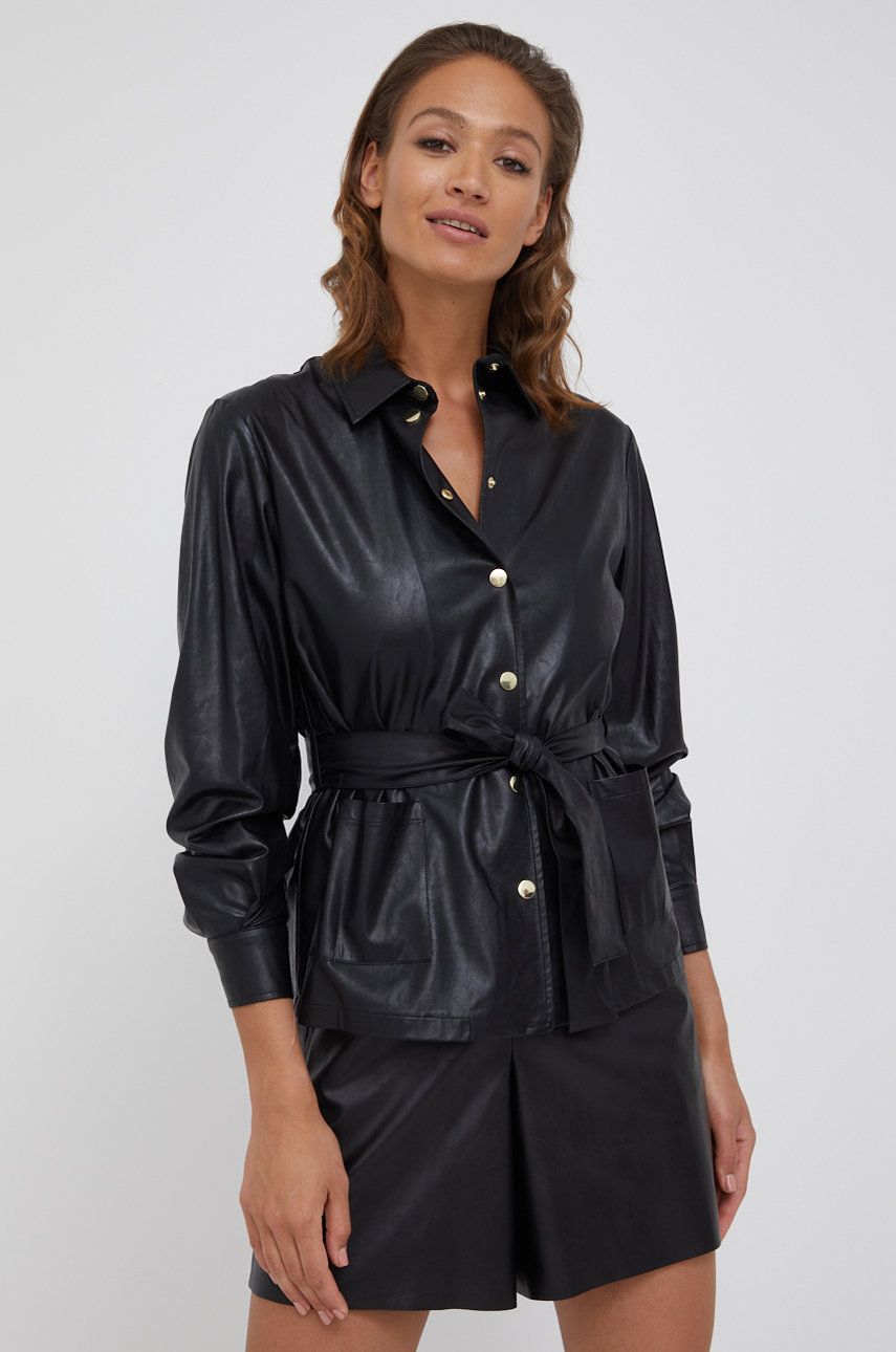 Pennyblack camasa femei, culoarea negru, cu guler clasic, regular answear imagine noua