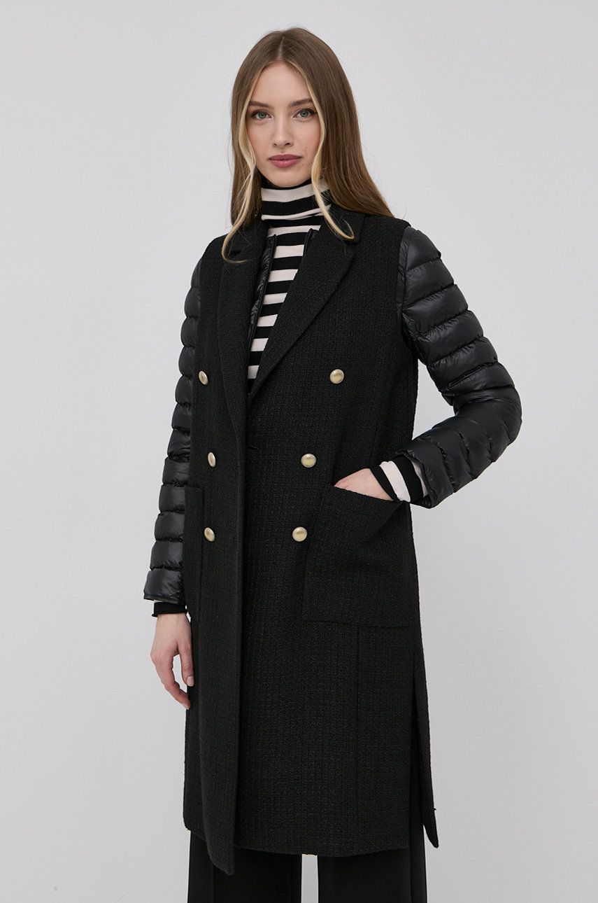 MAX&Co. vesta femei, culoarea negru, de tranzitie, cu doua randuri de nasturi imagine reduceri black friday 2021 answear.ro